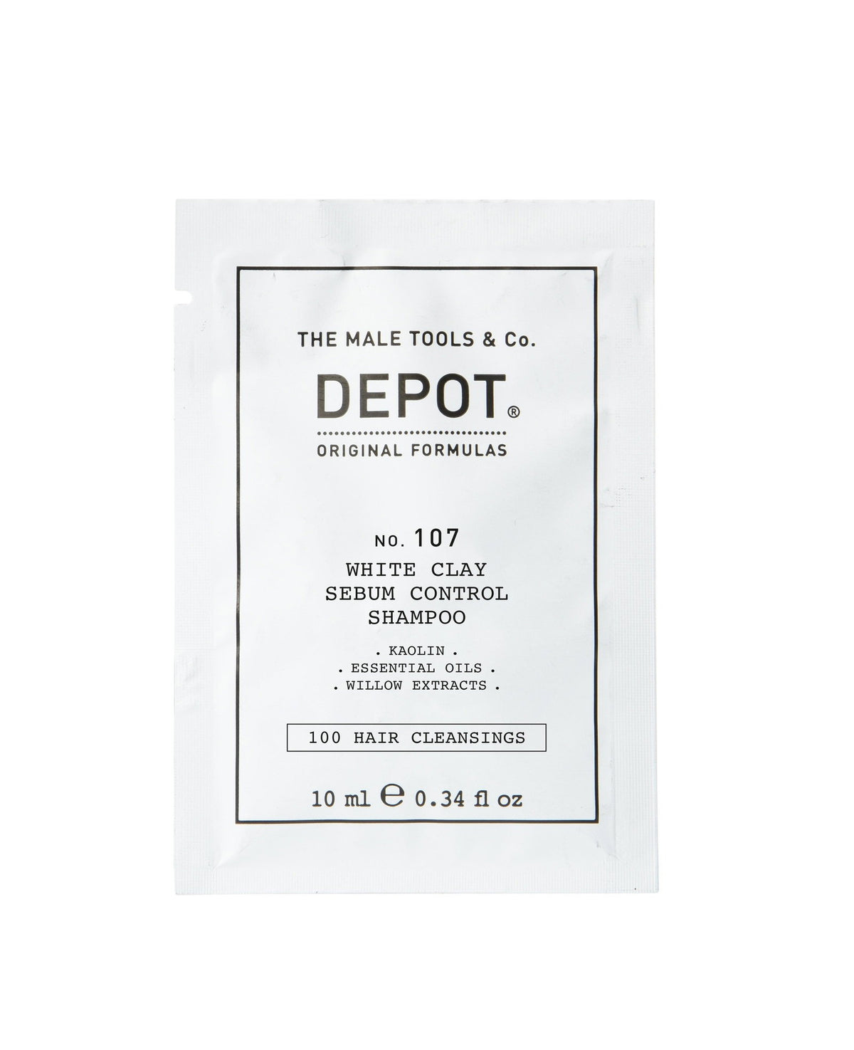 Depot, 100 Hair Cleansing No. 107, Kaolin, Hair Shampoo, For Regulation Of Excessive Sebum, 10 ml