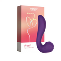 Honey Play Box, Angel, Clit Suckers, G Spot Vibrator & Clit Licking Tongue 3-In-1, 9 Vibrating + 9 Licking + 3 Sucking Modes, USB Rechargeable, Silicone+ABS, 18.00 × 13.00 × 6.50 cm, Purple